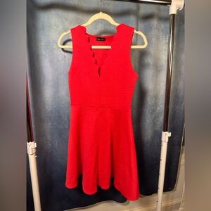 Red Sleeveless Plunge Mini Dress
